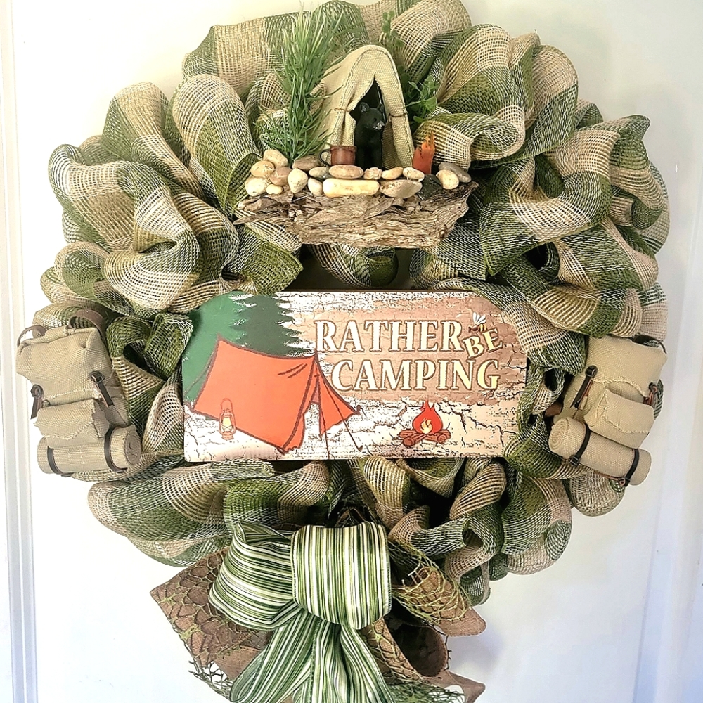 Artisan Camping Bear Wreath Backpacks Tent Fathers Day Dad Gift Country